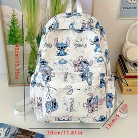 Resim Stitch & Arkadaşları Sırt Çantası - Stitch, Jumba, Lilo, Stitch & Arkadaşları Karakterleri ile Hafif Naylon Okul Sırt Çantası, Çoklu Fermuarlı Cepler, Ayarlanabilir Askı, Makinede Yıkanabilir - Okul, Seyahat, İş, Eğlenceli Tasarım, Dayanıklı Kumaş için Mükemmel 