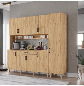 Resim Zenit Kahve Köşesi Çok Amaçlı Dolap Kiler Mutfak Dolabı Çam 200cm Çam 