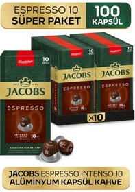 Resim Jacobs Espresso 10 Intenso Nespresso Uyumlu Alüminyum Kapsül Kahve 10 x 10'lu 
