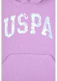 Resim U.S. Polo Assn. Kız Çocuk Lila Payet İşlemeli Şardonlu Kapüşonlu Basic Sweatshirt 50314257-VR034 