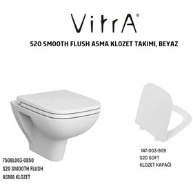 Resim S20 Smooth Flush Asma Klozet 7508l003-0850, VitrA S20 Soft Klozet Kapağı 147-003-909 