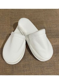 Resim 50 Çift Çift Kat Polyester Havlu Süslenebilir Lohusa Terliği Kalın Sünger Taban Otel Banyo Terlik Beyaz 