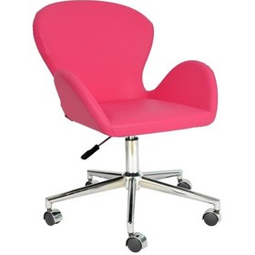 Resim Mobilyakeyfi Bürocci Roberta Metal Ayaklı Çalışma Koltuğu-Pembe Deri-2069A0120 