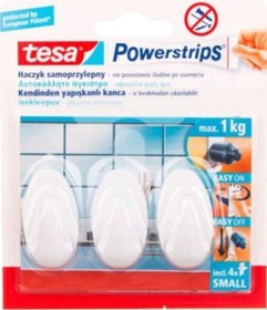 Resim Tesa İz Bırakmadan Sökülebilir Askı Küçük Oval Beyaz, Powerstrıps 