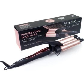 Resim Trina Profesyonel Wag Saç Maşası 19 mm Rose Gold Seramik Kaplama 210°C Hızlı Isınma Özellikli 