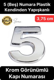 Resim Svein No 5 Kapı Numarası Kendinden Yapışkanlı Masa Dolap Plastik Ev Posta Kutusu Dış Mekan Daire 3,75 cm 