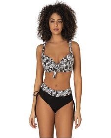Resim Endeep Kadın Büyük Beden Balenli Destekli Siyah Beyaz Desenli Bikini Takımı-siyah-desenli Siyah 