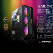Resim Rampage Saılor Temper 600W 80+ Bronze 4X120MM Rgb Fanlı Gaming Kasa 