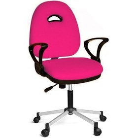 Resim Türksit Kozmo Yönetici Çalışma Koltuğu Metalik Gri Boyalı Ayak Pembe Pembe 