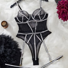 Resim Uyluk & Bacak Gaiterli Fileli Tulum - Kolsuz Tek Parça Bodysuit, Dans Kostümleri, Dans Performansları & Temalı Partiler için Nefes Alabilen Ağ - Düz Renk (Elde Yıkanabilir) - Ek Bacak Isıtıcıları/Ekipman Gerekmez 