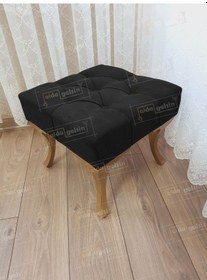 Resim Kapitoneli Makyaj Pufu Ayak Ucu Puf Gold Ayak 45 45 Siyah 