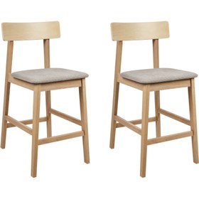 Resim ISANTI 2'li Bar Sandalyesi Seti, 61 cm Oturum, Masif Ahşap, Klasik Tasarım - Gri 