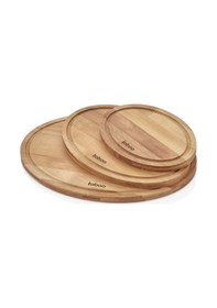 Resim By Sinbo Tab-8182 Oval Kesme Sunum Tahtası 3'lü Set %10 Doğal 15 Mm Ahşap 