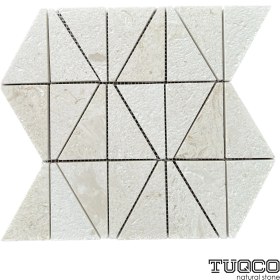 Resim Tuqco Doğaltaş Pyramid Myra Fırçalı Traverten Mozaik 