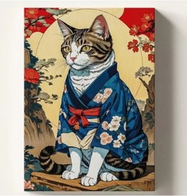 Resim Japon Kedi Temalı Sayılarla Boyama Seti - 40x50 Cm 