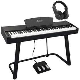 Resim Midex PLX-125BK Taşınabilir Dijital Piyano Tuş Hassasiyetli 88 Tuş Bluetooth (Stand ve Kulaklık İle) 