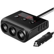 Resim Tr12 Car Ette Çoklu Soket Üçlü Splitter Anahtarlı Gerilim Göstergesi 4usb Şarj Adaptörü 100w 
