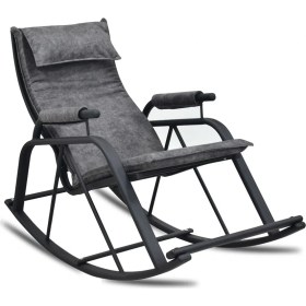 Resim Zerka Concept Modern Tasarımlı Antrasit Kadife Sallanan Sandalye TV Koltuğu Ayak Uzatma Fonksiyonu 