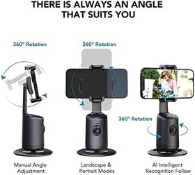 Resim Telefon Otomatik Yüz İzleme Gimbal Sabitleyici 360 ° Döndürme Masaüstü El Gimbal Telefon Tripod Canlı Akış için-B 
