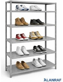 Resim Alanraf 6 Katlı Galvaniz Çelik Gri Renkli Ayakkabılık Rafı 31x75x150cm Gri 