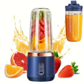 Resim 400 ml Taşınabilir Elektrikli Meyve Sıkacağı Kupası, Kablosuz Şarj Edilebilir Mini Suyu Karıştırıcı, Pürelere, Sebzeler ve Meyveler için 6 Çift Bardak ile, Düğme Kontrolü, USB-C Şarjı, Gıda Sınıfı Karın Kasları, Kalorisiz, 1500 mAh Lityum Pil - Sevgililer Günü, Anneler Günü, Noel, Cadılar Bayramı, Mükemmel Hediye Yeni Yıl 