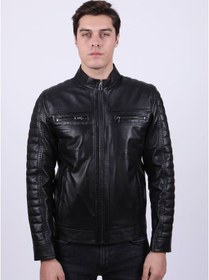 Resim Erkek Siyah Hakiki Deri Ceket (466905892) Siyah 