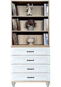 Resim Sicilya Çekmeceli Şifonyer Ve Kitaplık Set Mdf Beyaz Renk Gürgen Ağacı Ayaklar Diğer 