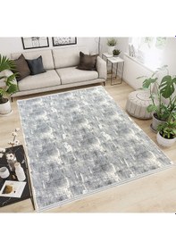 Resim Modern Pamuklu Halı Örtüsü Savan 6m2 Dokuma 200x300 Lastiksiz Gri 
