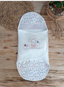 Resim Yenidoğan Tavşan Show Nakışlı Çıt Çıt Kapamalı Bebek Kundak Ekru ekru 