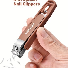 Resim 1 Adet Kalın Tırnaklar & Parmak Tırnakları için Sıçrama Önleyici Tırnak Makası - Paslanmaz Çelik Kavisli Bıçak, Geniş Ağız Tasarımı, Sıçramaya Karşı Koruyucu Ergonomik Sap - Ev ve Salon Kullanımı İçin Modern Hijyenik Pedikür & Manikür Aracı, Tırnak Makasları, Şık Metalik Bitiş, Hassas Kesim 