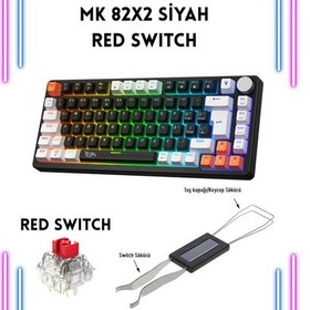 Resim Mk82x2-10 Farklı Rainbow-mekanik Gaming Klavye-siyah Red Swıch Abr Kombinasyon 