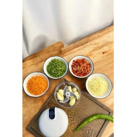 Resim Pileli Store Şarjlı Mini El Rondosu Doğrayıcı Taşınabilir 250 ml Çelik Bıçaklı 