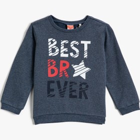 Resim Erkek Bebek Baskılı Bisiklet Yaka Uzun Kollu Sweatshirt 