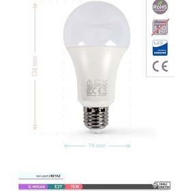 Resim ACK LED A70 Ampul 6500K Beyaz Işık 220V 15W E27 