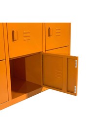 Resim Sarı Küp Turuncu Metal Oyuncak Toplama Dolabı 