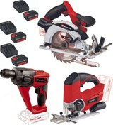 Resim Einhell Te-js 18 Dekupaj Te-hd 18 Li Matkap Te-cs 18/165/1 Daire Testere 3x4.0ah Akülü Set 