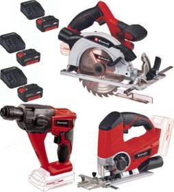 Resim Einhell Te-js 18 Dekupaj Te-hd 18 Li Matkap Te-cs 18/165/1 Daire Testere 3x4.0ah Akülü Set 
