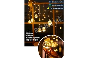 Resim T-Max Dekoratif Işıklı Top Perde LED Fişli Dış Mekan Kullanımı İçin Şık Aydınlatma 