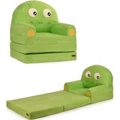 Resim Portatif Katlanabilir Sevimli Çocuk Koltuğu - 3 Katlı Çocuk Yatak Koltuk - Taşınabilir Bebek Koltuğu Yeşil 