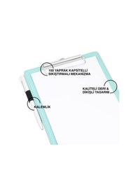 Resim Sekreterlik,a5 Küçük Boy,kapaksız,a5 Clipboard Vegan Suni Deri,17,5x24,5 Cm.,su Yeşili 
