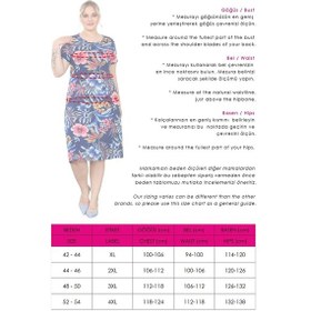 Resim Mooi Xxl Kadın Lacivert Pembe Tropikal Desen Midi Elbise Lacivert 