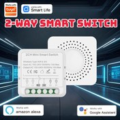 Resim WiFi Akıllı Anahtar Işık Anahtarı, WiFi Mini Akıllı Anahtar, Alexa/Google Home ile Uyumlu, APP Uzaktan Kontrol, Ses Kontrolü, DIY Modu, Zamanlayıcı Fonksiyonu, Hub Gerekmez, 2 Yönlü 
