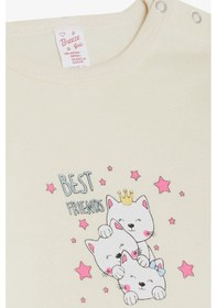 Resim Breeze Kız Bebek Çıtçıtlı Zıbın Body Dostluk Temalı Prenses Kedicikler Baskılı 9 Ay-3 Yaş, Krem-krem Krem 