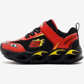 Resim SKECHERS THERMO-FLASH - WHEEL BUDDİES Küçük Erkek Çocuk Kırmızı/Siyah Işıklı Spor Ayakkabı 402306N RDBK 