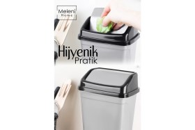 Resim PremiumPort 2,5 Litre Kapaklı Plastik Çöp Kovası, Ev ve Ofis Için Pratik Tasarım 