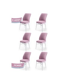 Resim Canisa Concept Flex Serisi 6 Adet Pembe Renk /gürgen Ayaklı 1.sınıf Sandalye / Beyaz Gürgen Ayaklı Pembe 