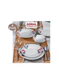 Resim Güral Porselen 24 Parça Çift Dekorlu Yemek Seti 