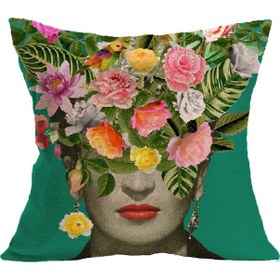 Resim Ranyeek Frida Kahlo Portresi Desenli Pamuklu Yastık Kılıfı - Ev Araba Kullanıma Uygun 45x45 Cm Mxg15 