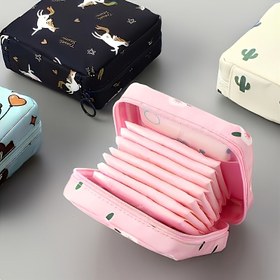 Resim Sevimli Taşınabilir Depolama Çantası - Büyük Kapasiteli Hijyenik Ped Düzenleyici, Çok Fonksiyonlu Polyester Makyaj Çantası, Sikke Cüzdanı, Rahat Tarz, Çoklu Renk Seçeneği, Bagaj ve Seyahat Düzenleyici, Paketleme Organizatörleri 