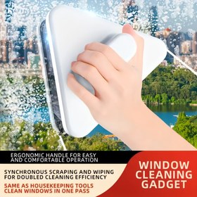 Resim Çift taraflı manyetik pencere cam temizleyici, güçlü mıknatıs, ABS plastik saplı, ev ve cam temizliği için uygun, oturma odaları, yatak odaları, banyolar, tuvaletler ve balkonlar için kullanıma uygundur. 